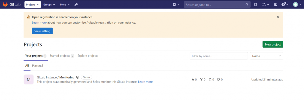 Стартовая страница на GitLab