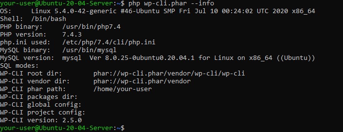 Вывод проверки phar-файла- Использование WP-CLI v2 для управления WordPress из консоли
