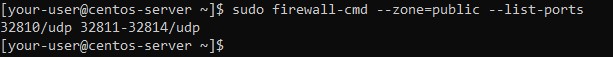 Список открытых портов в firewalld