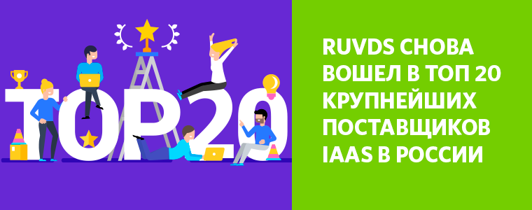 RUVDS снова вошел в ТОП 20 крупнейших поставщиков IaaS в России