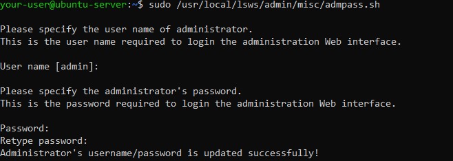 Создание учётной записи администратора - Как установить OpenLiteSpeed на Ubuntu 20.04