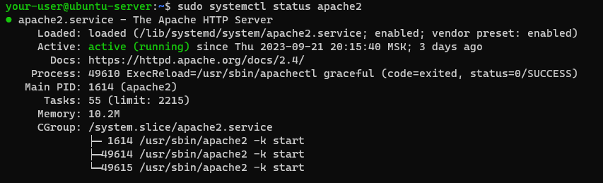 Статус веб-сервера Apache
