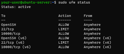 Статус брандмауэра UFW - Как установить Webmin на Ubuntu 20.04