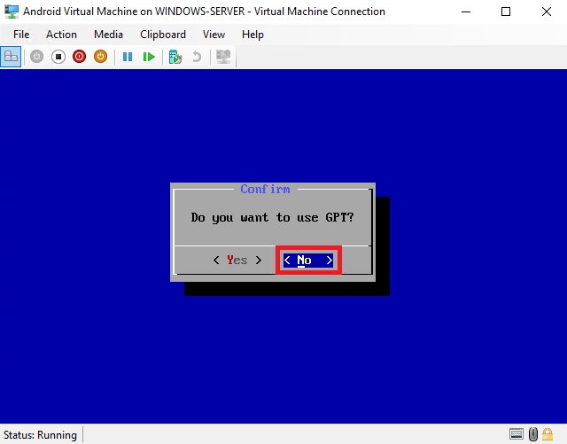 Do you want to use GPT? - Как развернуть Android на Hyper-V