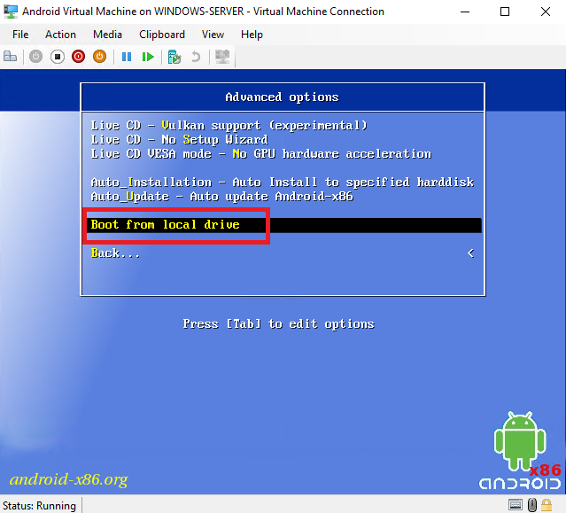 Boot from local drive - Как развернуть Android на Hyper-V