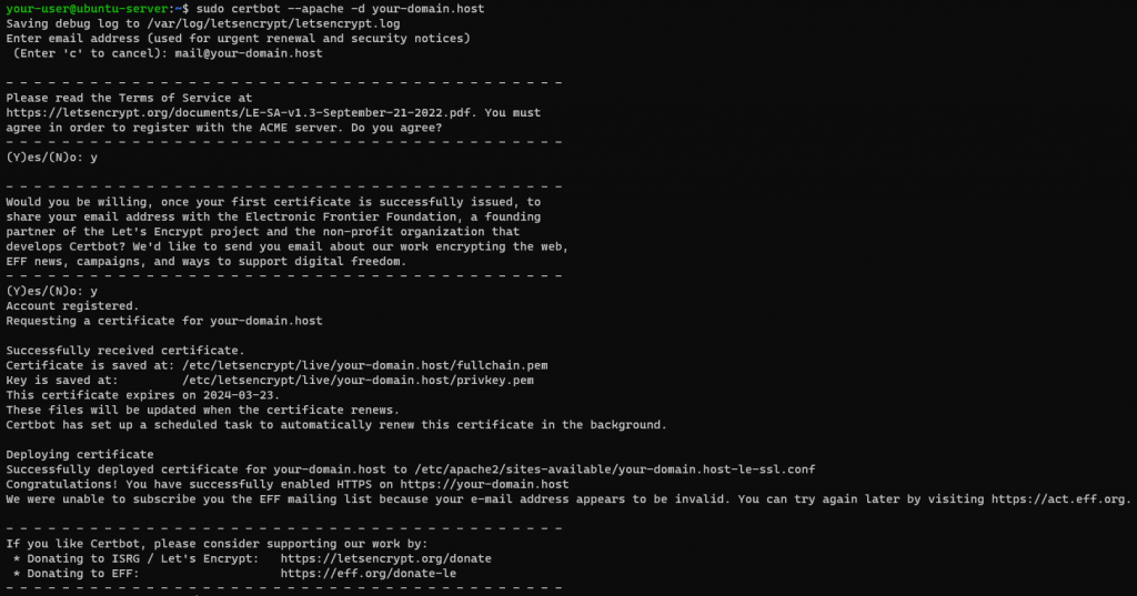 Получение и установка сертификата - Как обезопасить Apache с Let’s Encrypt на Ubuntu