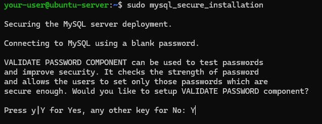 Запуск скрипта mysql_secure_installation - Как установить стек LEMP на Ubuntu