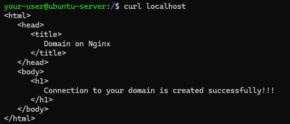 Вывод команды curl localhost - Установка Nginx при помощи Docker