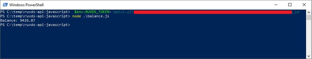 RUVDS JavaScript API balance sample.