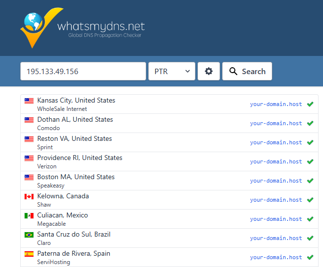 WhatsMyDNS - Как настроить PTR-записи
