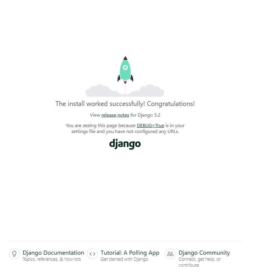Главная страница Django-проекта - Запуск тестового сервера Django