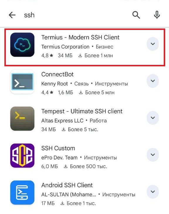 Termius в Google Play