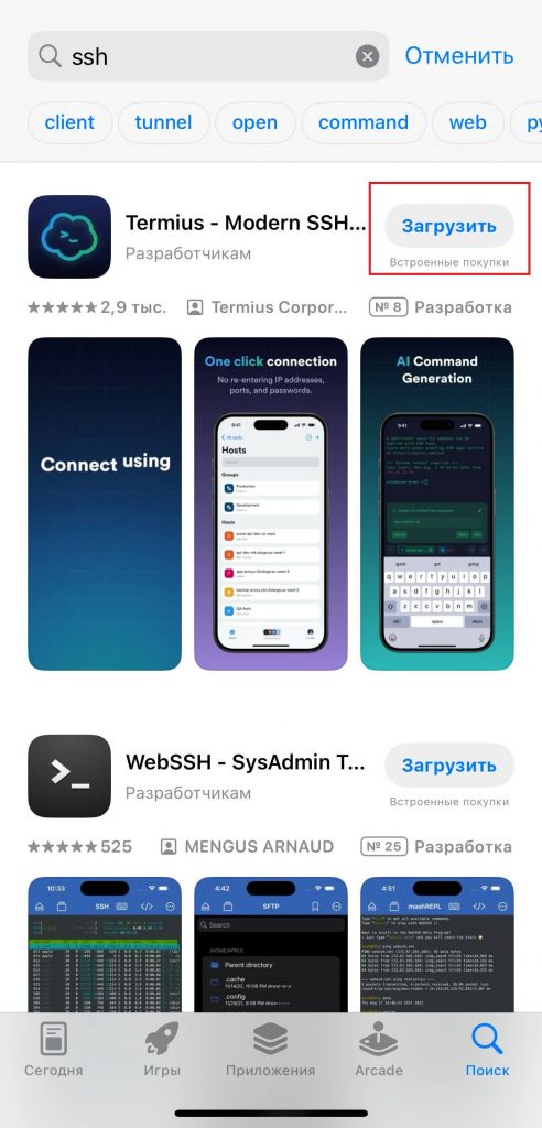 Termius в App Store