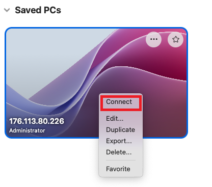 Запуск подключения к удалённому рабочему из MacOS