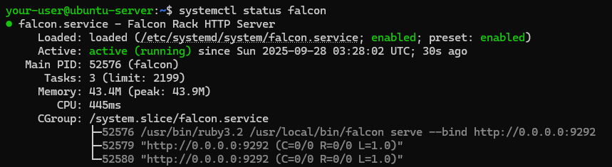 Вывод текущего состояния службы Falcon