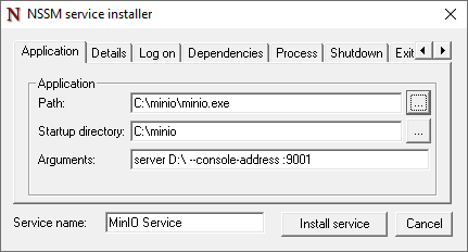 Создание новой службы при помощи NSSM