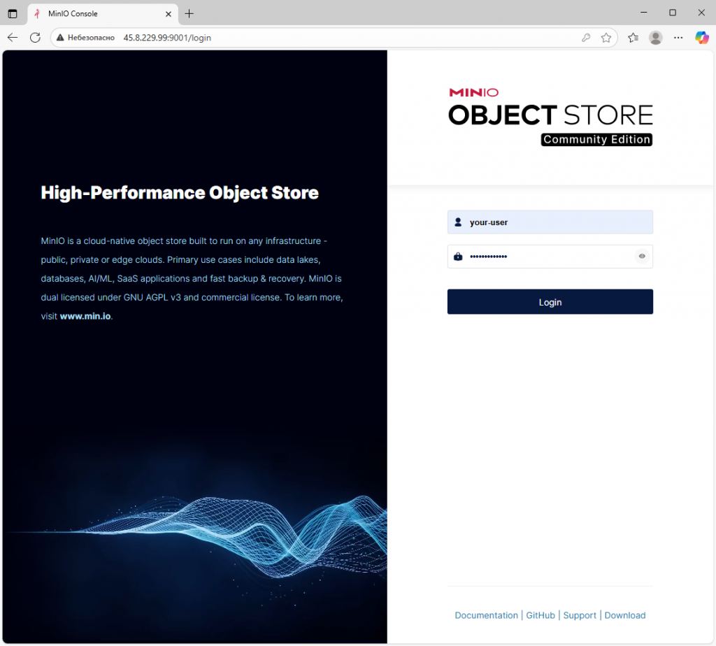 Подключение к веб-панели MinIO - как настроить S3 MinIO на Windows