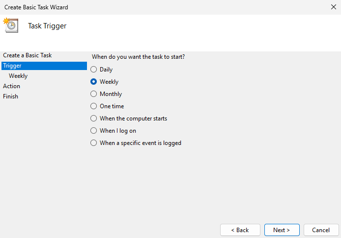 Выбор периодичности выполнения задачи в планировщике заданий на Windows Server