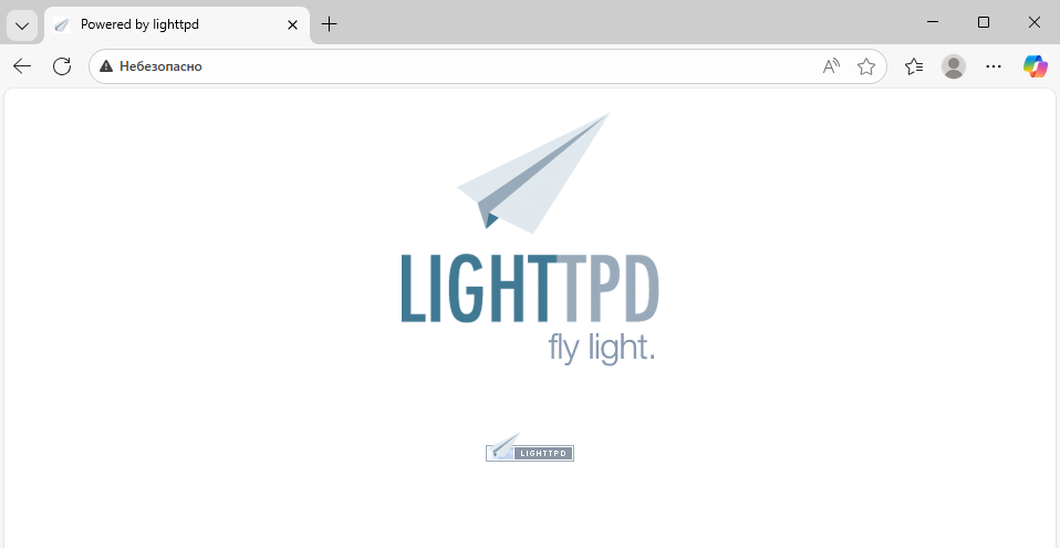 Вывод стандартной тестовой страницы Lighttpd в CentOS Stream 10 и Rocky Linux 9