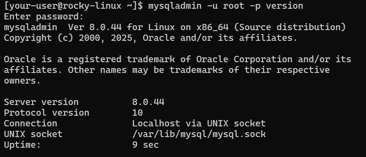 Вывод версии MySQL