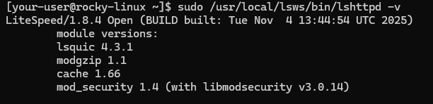 Вывод версии OpenLiteSpeed на Rocky Linux