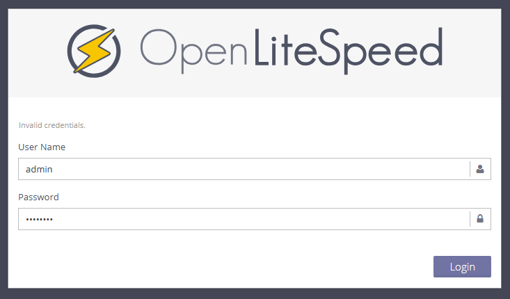 Подключение к панели управления OpenLiteSpeed