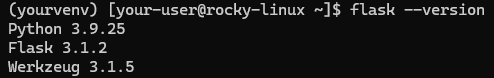 Вывод версии Flask на Rocky Linux и CentOS