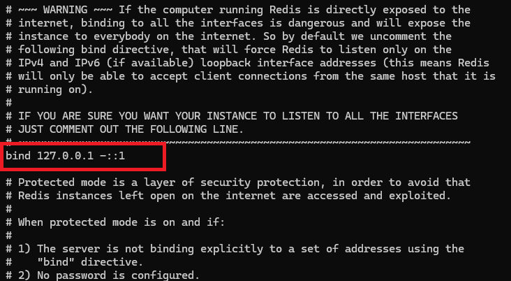 Параметр bind в конфигурационном файле Redis на Rocky Linux 9