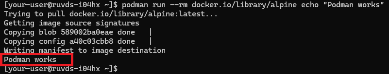 Тест Podman при помощи Podman works