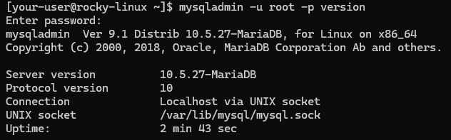 Вывод версии MariaDB
