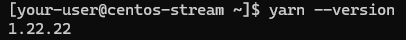 Вывод версии Yarn на CentOS Stream и Rocky Linux