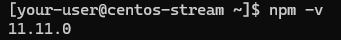 Вывод версии npm на CentOS Stream и Rocky Linux