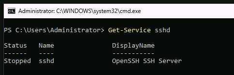 Вывод текущего состояния OpenSSH Server