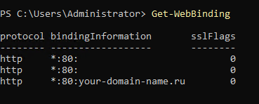 Вывод списка всех привязок сайтов на сервере под управлением Windows Server 2025 Core