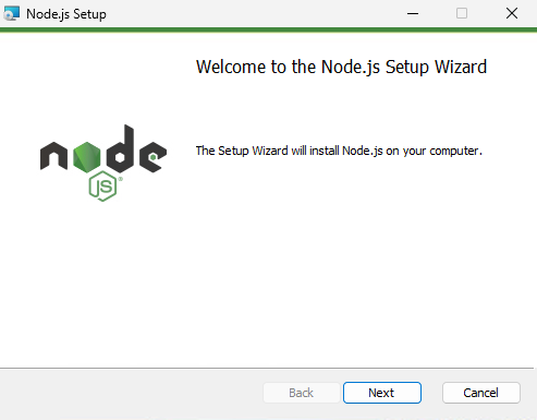 Стартовое окно мастера установки Node.js