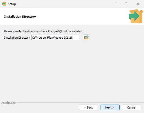 Директория для установки PostgreSQL