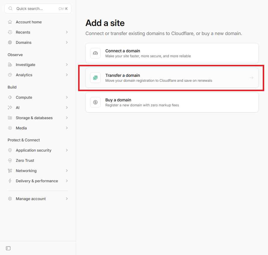 Добавление домена на сайте Cloudflare