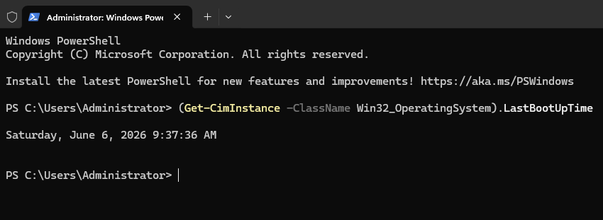 Определение Uptime на Windows через PowerShell