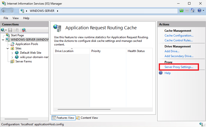 Добавление прокси-сервера в Application Request Routing Cache