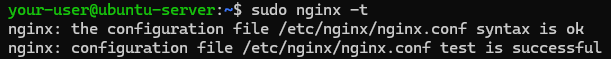 Вывод проверки корректности синтаксиса Nginx