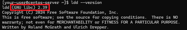 Вывод версии библиотеки glibc (GNU C Library)
