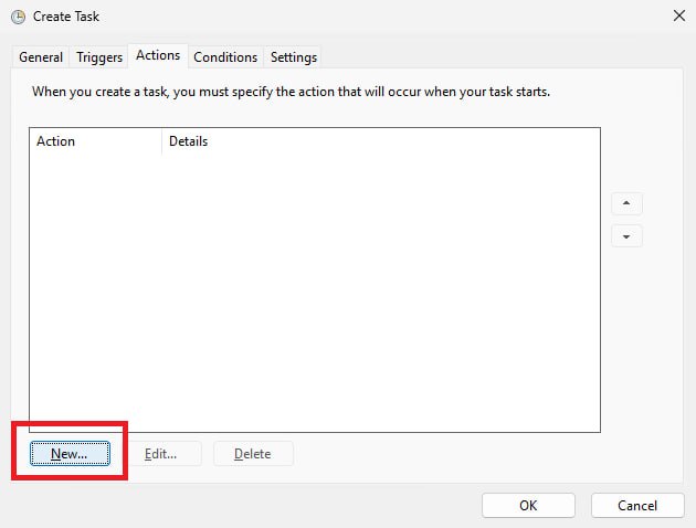 Вкладка Actions - Как настроить автоматический запуск Wiki.js на Windows