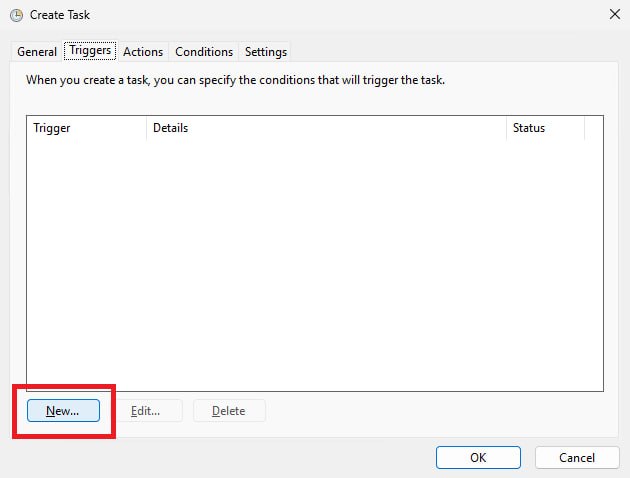 Вкладка Triggers - Как настроить автоматический запуск Wiki.js на Windows