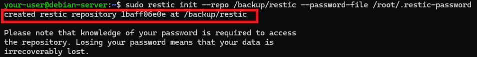 Создание репозитория Restic