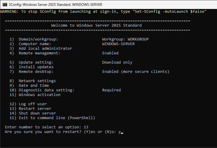 Перезагрузка сервера после установки JRE на Windows Server Core