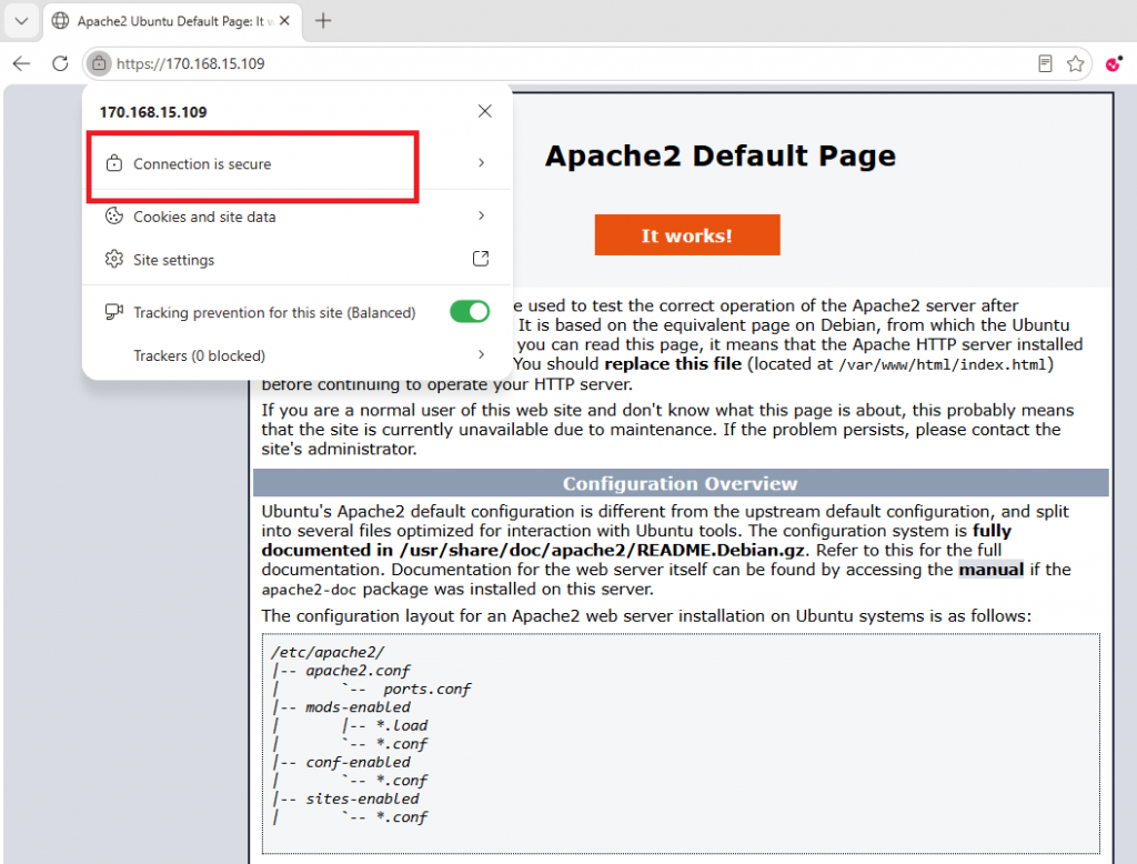 Дефолтная страница Apache - TLS-сертификат Let's Encrypt по IP-адресу