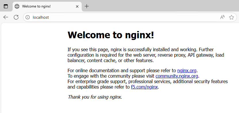Дефолтная веб-страница Nginx