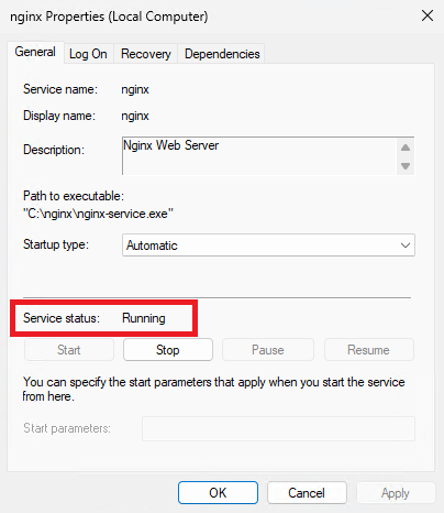 Состояние службы Nginx - Как установить Nginx на Windows Server