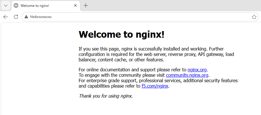 Доступ по HTTP к дефолтной странице Nginx