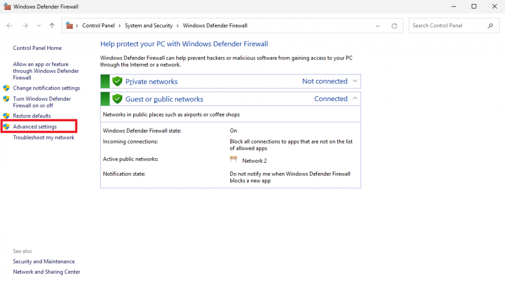 Windows Defender Firewall